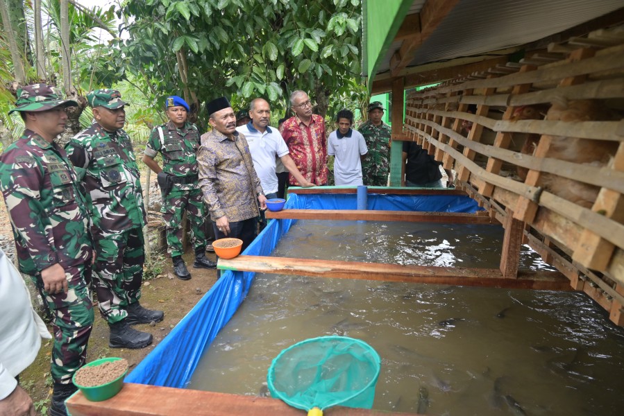 Danrem 011/Lilawangsa Tinjau Sasaran Tambahan TMMD ke-129, Kolam Lele dan Kandang Ayam Petelur