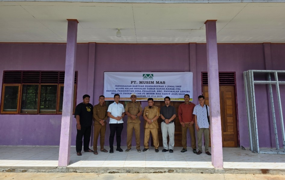 Komitmen PT Musim Mas Majukan Pendidikan, Serahkan 3 Ruang Kelas TK ke Pemdes Pesaguan