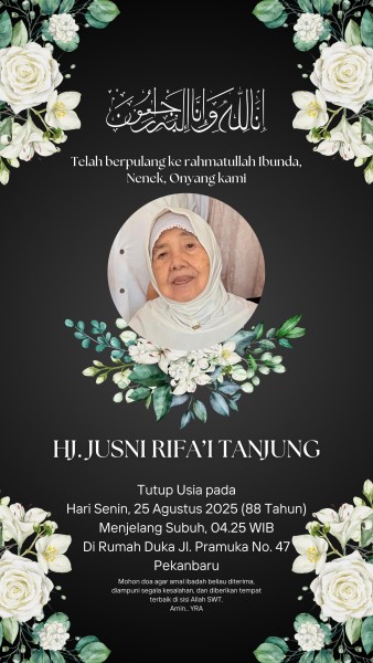 Tokoh Perempuan Golkar Pekanbaru Hj. Jusni Rifa’i Tanjung Wafat di Usia 88 Tahun