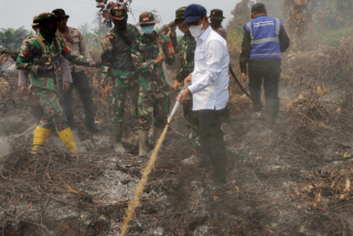 Menteri Lingkungan Hidup Ikut Padamkan Api di Rohil, : Jangan Kasih Kendor