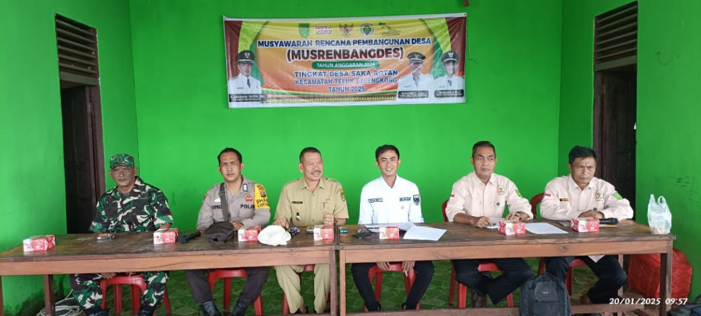 Babinsa Koramil 06/Kateman Hadiri Musrenbangdes Saka Rotan Tahun Anggaran 2026