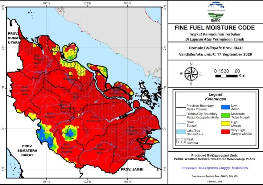 Warga Riau Dipanggang 225 Titik Panas, Inhu Membara, BMKG Peringatkan Asap dan Udara Kabur Sepanjang Hari